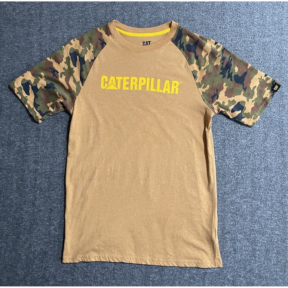 CAT Caterpillar Boys Camouflage Raglan T Shirt Tan XL 18/20 CPSFA11F-234